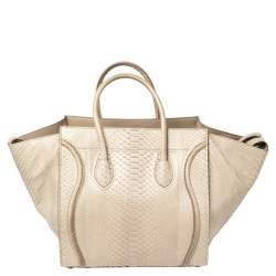 Pre Owned Celine Beige Python Medium Phantom Luggage Tote