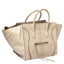 Pre Owned Celine Beige Python Medium Phantom Luggage Tote