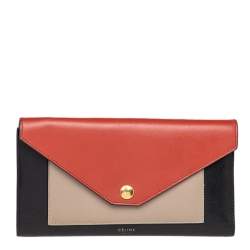 Pre Owned  Celine Tri Color Leather Envelope Clutch