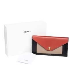 Pre Owned  Celine Tri Color Leather Envelope Clutch