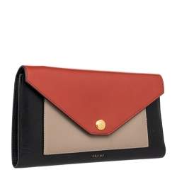 Pre Owned  Celine Tri Color Leather Envelope Clutch