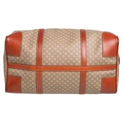 Celine Tan//Beige Macadam PVC and Leather Trim Duffel Bag
