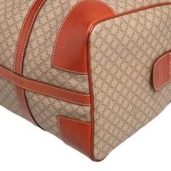 Celine Tan//Beige Macadam PVC and Leather Trim Duffel Bag