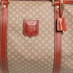 Celine Tan//Beige Macadam PVC and Leather Trim Duffel Bag