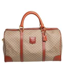 Celine Tan//Beige Macadam PVC and Leather Trim Duffel Bag