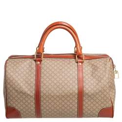 Celine Tan//Beige Macadam PVC and Leather Trim Duffel Bag
