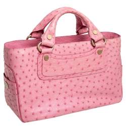 Pre Owned Celine Pink Ostrich Boogie Tote