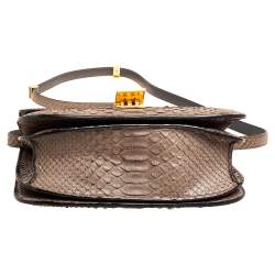 Pre Owned Celine Grey Python Medium Classic Box Shoulder Bag