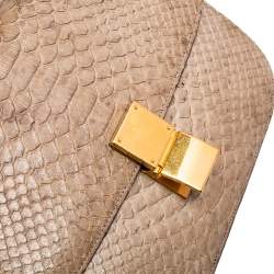 Pre Owned Celine Grey Python Medium Classic Box Shoulder Bag