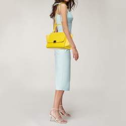 Pre Owned Celine Yellow Leather Mini Trapeze Top Handle Bag
