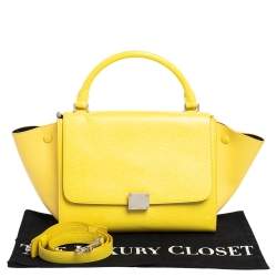 Pre Owned Celine Yellow Leather Mini Trapeze Top Handle Bag