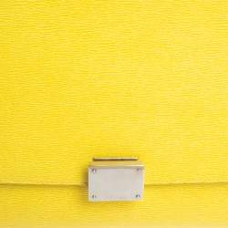 Pre Owned Celine Yellow Leather Mini Trapeze Top Handle Bag