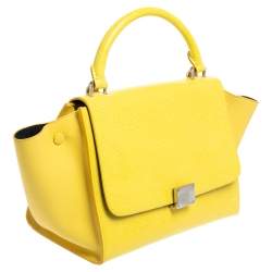 Pre Owned Celine Yellow Leather Mini Trapeze Top Handle Bag