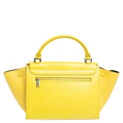 Pre Owned Celine Yellow Leather Mini Trapeze Top Handle Bag