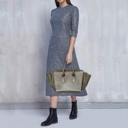 Pre Owned Celine Dark Grey Leather Small Tie Tote