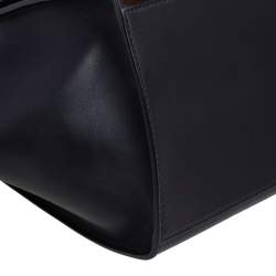 Pre Owned Celine Black/Brown Calf Hair and Leather Medium Trapeze Top Handle Bag