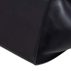 Pre Owned Celine Black/Brown Calf Hair and Leather Medium Trapeze Top Handle Bag