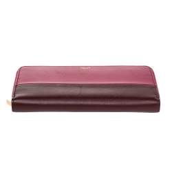 Pre Owned Celine Pink/Purple Leather Solo Zip Around Wallet