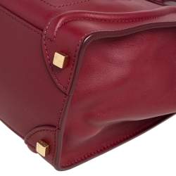 Pre Owned Celine Red Leather Micro Luggage Tote