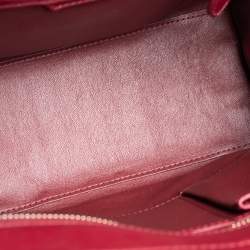 Pre Owned Celine Red Leather Micro Luggage Tote