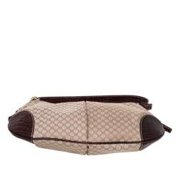مملوكة مسبقًا Celine Cream/Brown Canvas And Croc Leather Macadam Hobo