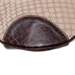 مملوكة مسبقًا Celine Cream/Brown Canvas And Croc Leather Macadam Hobo
