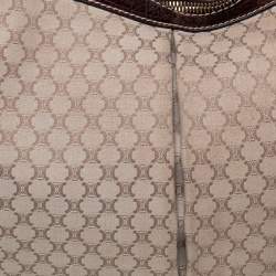 مملوكة مسبقًا Celine Cream/Brown Canvas And Croc Leather Macadam Hobo