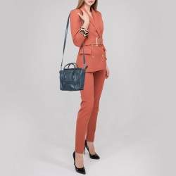 Pre Owned حقيبة يد توتس سيلين نانو لاغيدج جلد أزرق كحلي