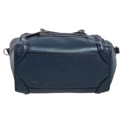 Pre Owned حقيبة يد توتس سيلين نانو لاغيدج جلد أزرق كحلي