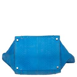 Pre Owned Celine Blue Python Leather Mini Luggage Tote