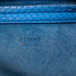 Pre Owned Celine Blue Python Leather Mini Luggage Tote