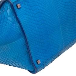 Pre Owned Celine Blue Python Leather Mini Luggage Tote