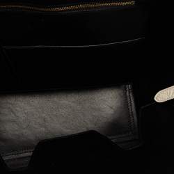 Pre Owned Celine White/Black Leather Mini Tie Tote