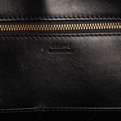 Pre Owned Celine White/Black Leather Mini Tie Tote