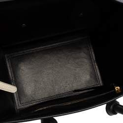 Pre Owned Celine White/Black Leather Mini Tie Tote