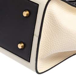 Pre Owned Celine White/Black Leather Mini Tie Tote