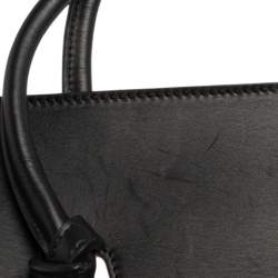 Pre Owned Celine White/Black Leather Mini Tie Tote