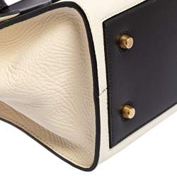 Pre Owned Celine White/Black Leather Mini Tie Tote