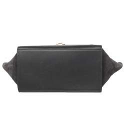 Pre Owned Celine Dark Grey Leather and Suede Medium Trapeze Top Handle Bag