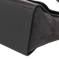 Pre Owned Celine Dark Grey Leather and Suede Medium Trapeze Top Handle Bag