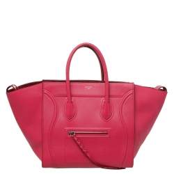 Pre Owned Celine Pink Leather Medium Phantom Luggage Tote