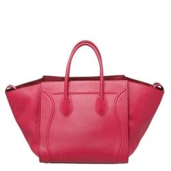 Pre Owned Celine Pink Leather Medium Phantom Luggage Tote