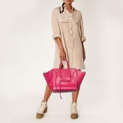 Pre Owned Celine Pink Leather Medium Phantom Luggage Tote