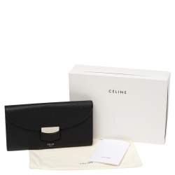 Pre Owned Celine Black Leather Large Trotteur Multifunction Flap Wallet