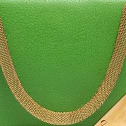 Pre Owned Celine Green Leather Flap Clutch