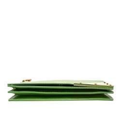 Pre Owned Celine Green Leather Flap Clutch