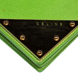 Pre Owned Celine Green Leather Flap Clutch
