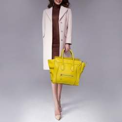 Pre Owned Celine Yellow Leather Mini Luggage Tote