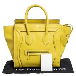 Pre Owned Celine Yellow Leather Mini Luggage Tote
