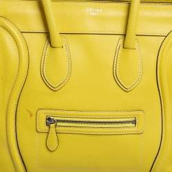 Pre Owned Celine Yellow Leather Mini Luggage Tote